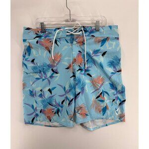 Volcom Manic 2 Board Shorts Mens 34 10" Blue Floral Swim Trunks